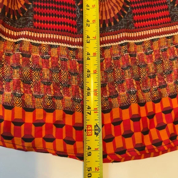 Sans Souci Strapless Maxi Dress Orange Red Tribal Geometric Cutout Size Medium - Picture 4 of 11